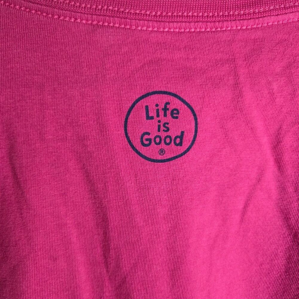 Life is Good Long Sleeve Crusher Tee Pink Floral Womens Large - Picture 3 of 7